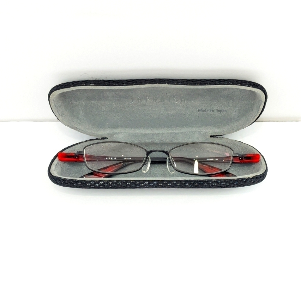 Japonism Titanium Glass Frames Hand Made in Japan Black Red